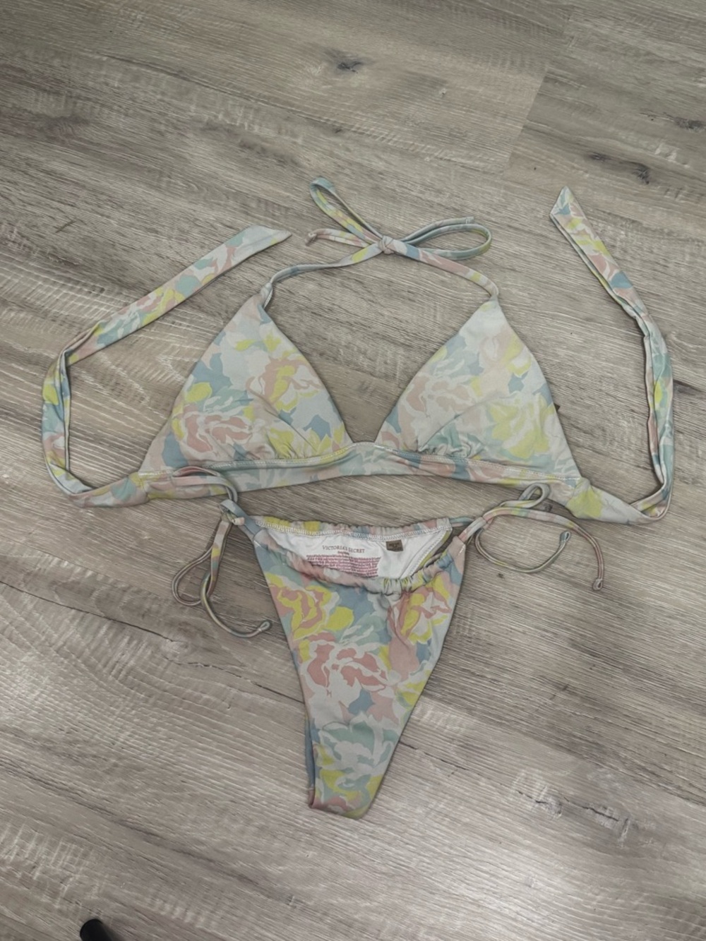 Victoria’s Secret Floral Pastel Push-Up Triangle Bikini Set - Women's Swim